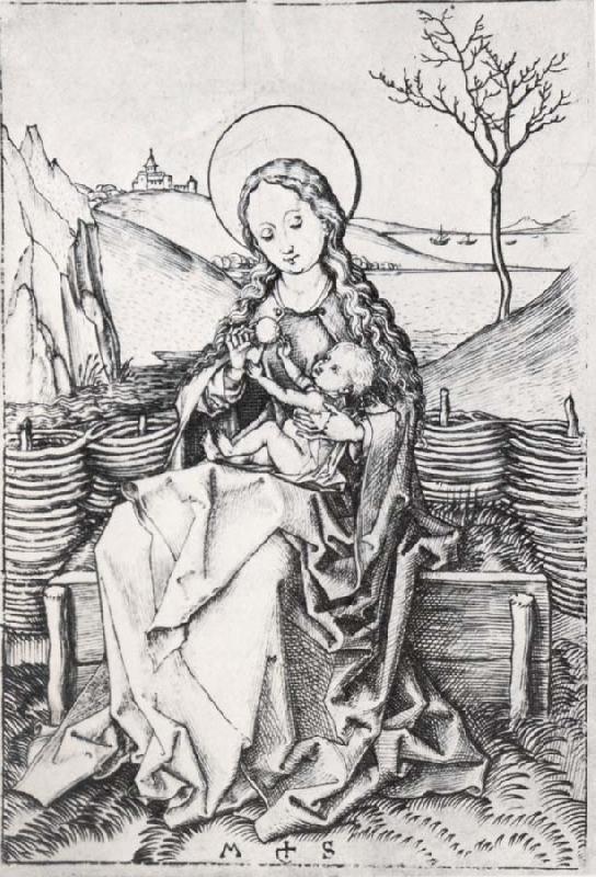  The Virgin on a grassy bench